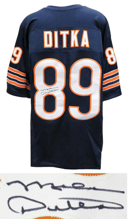 MIKE DITKA Chicago Bears Signed Navy Throwback Football Jersey (SS COA)