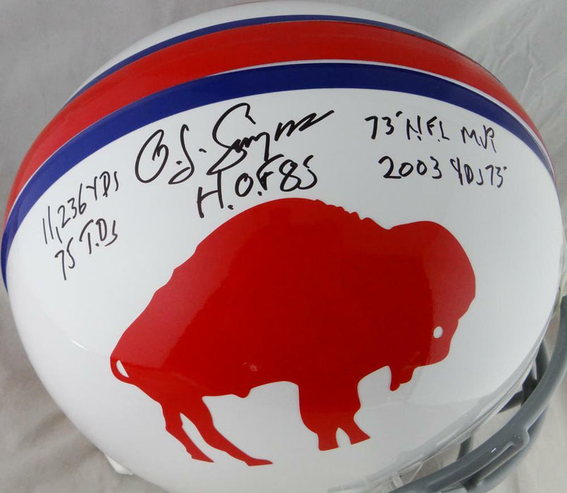 O.J. Simpson Buffalo Bills Signed F/S Authentic 65-73 TB Helmet W/ 5 Stats (JSA COA)