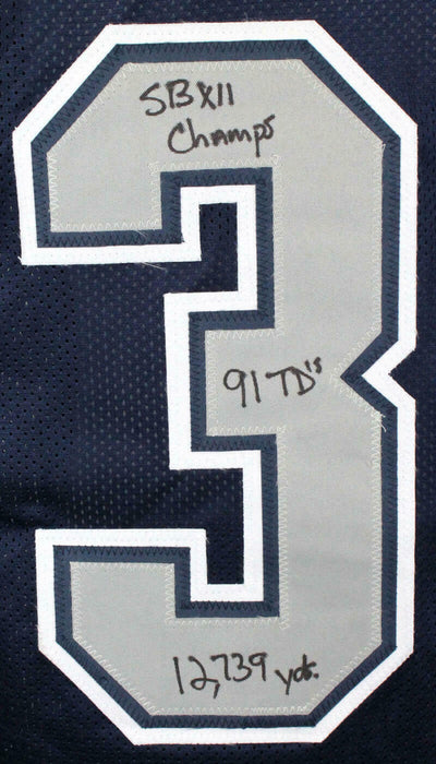 Tony Dorsett Autographed Blue Pro Style Dallas Cowboys Jersey w/5 Stats- BAS COA