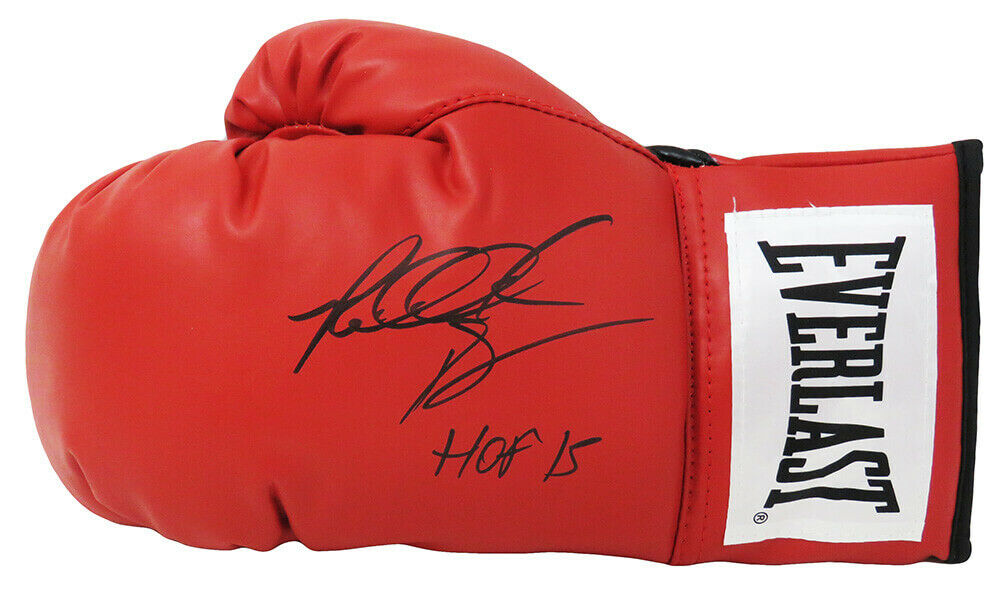 Riddick Bowe Signed Everlast Red Boxing Glove w/HOF 15 (SS COA)