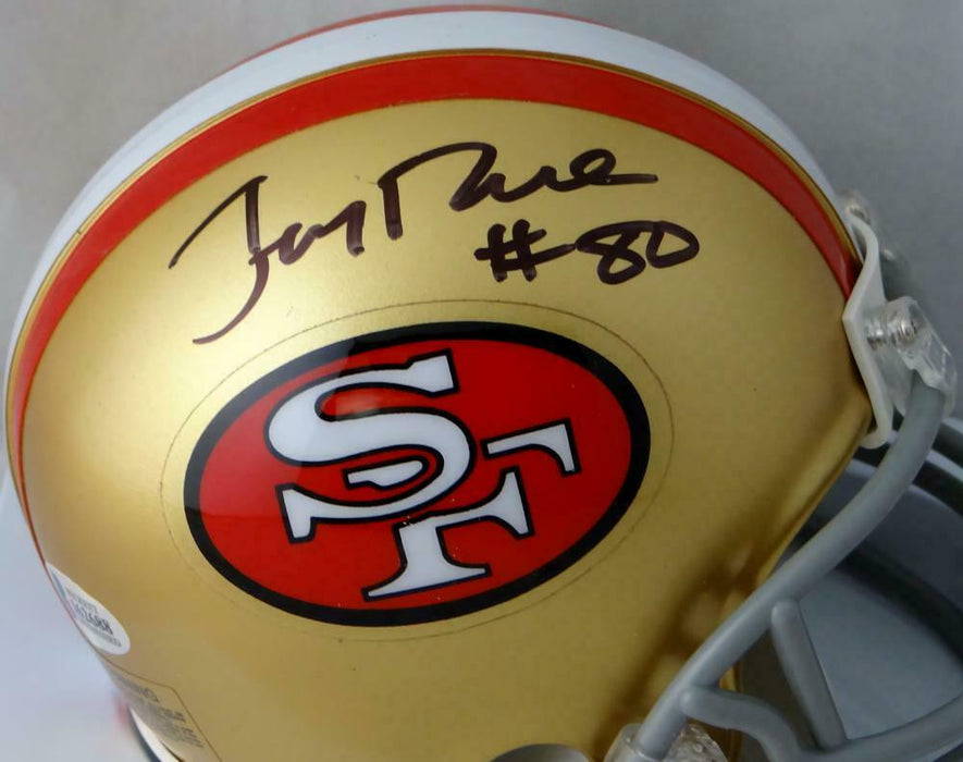 Jerry Rice San Francisco 49ers Signed San Francisco 49ers 64-95 TB Mini Helmet (BAS COA)