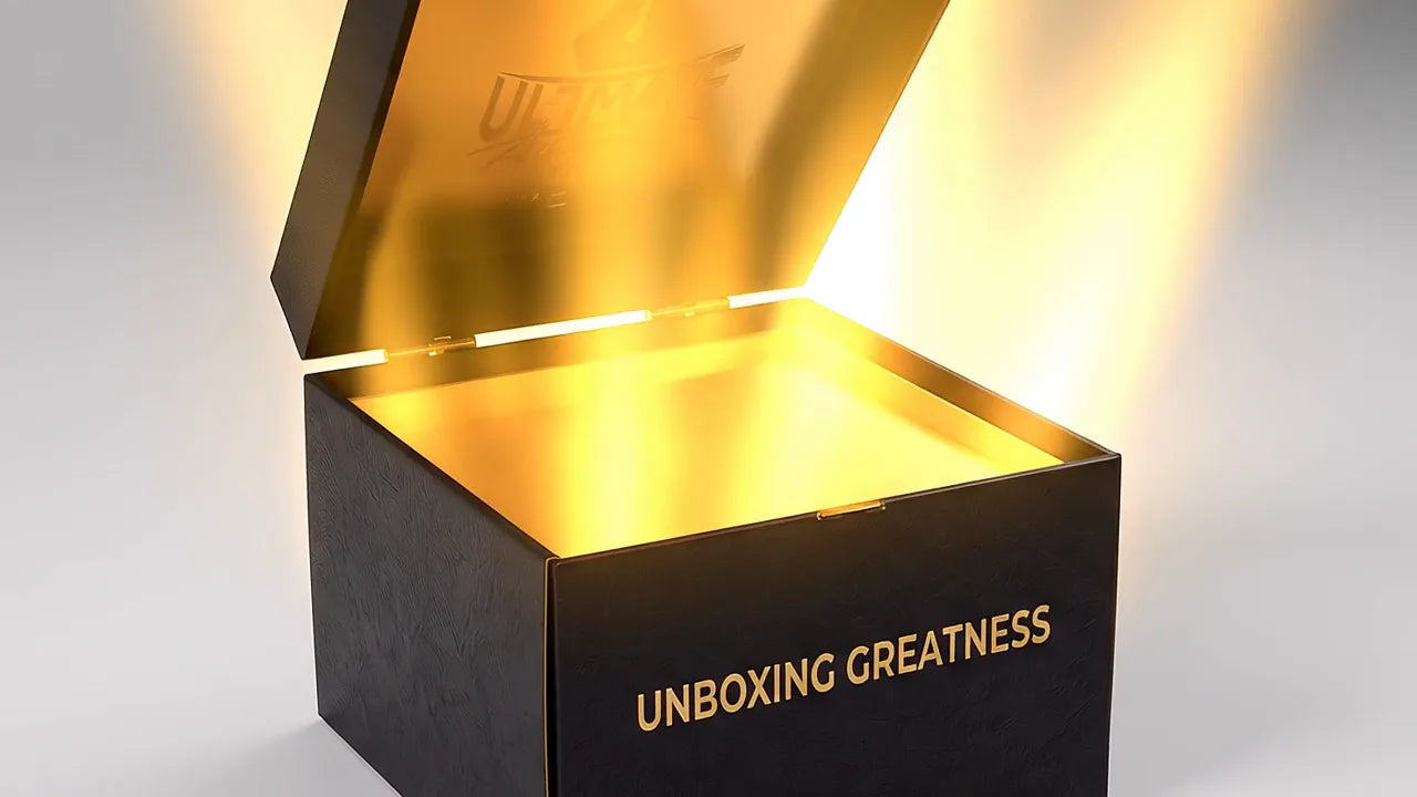 The mystery box opening with light pouring out