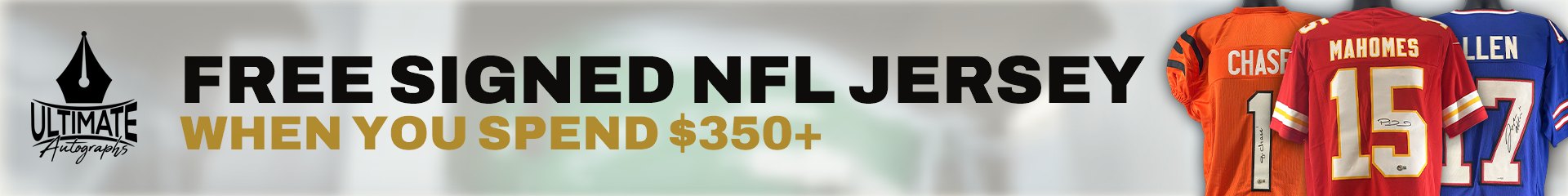 Free signed NFL jersey when you spend $350 or more